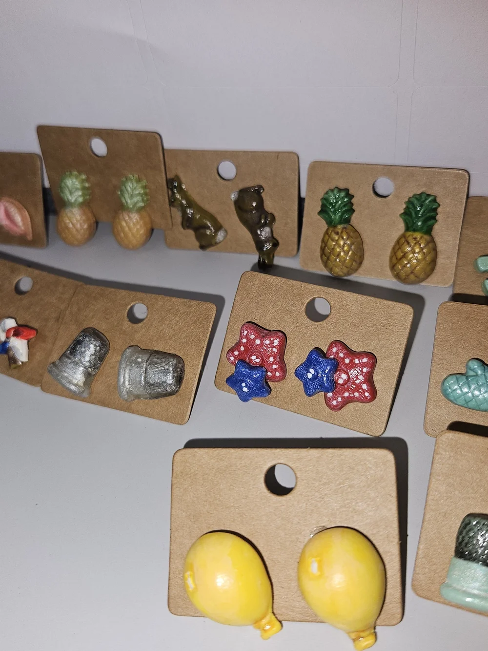 Kids Yellow Balloon Stud Earrings - Playful Pineapple & Balloon Set